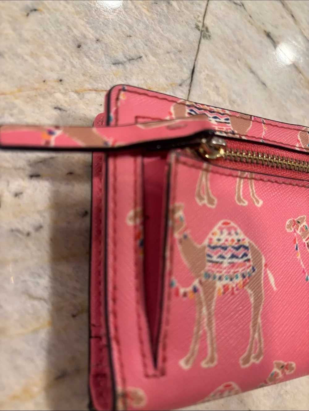 kate spade Pink Camel-Print Continental Wallet